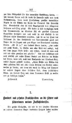 Hundert und zehntes Sendschreiben an die Lehrer und Lehrerinnen meines Aufsichtskreises