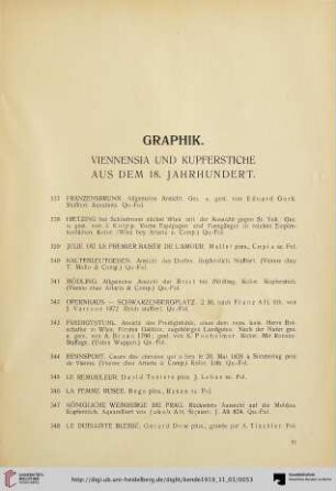 Graphik: Viennensia und Kupferstiche aus dem 18. Jahrhundert (Nr. 337-352)
