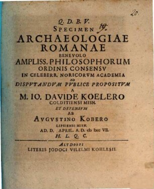 Specimen Archaeologiae Romanae