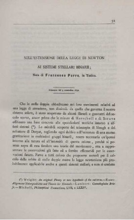 Sull´estensione della legge di newton ai sistemi stellari binarii.