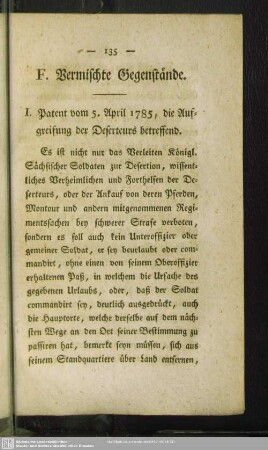 F. Vermischte Gegenstände