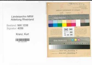Entnazifizierung Kurt Kranz , geb. 26.09.1901 (Bahnbeamter)
