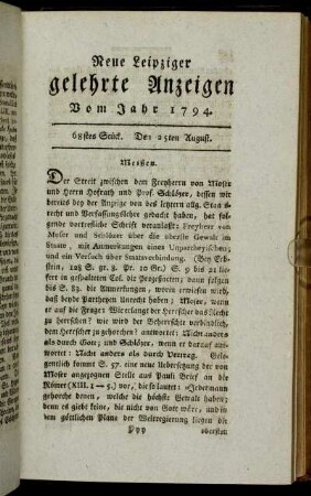 68stes Stück. Den 25ten August.