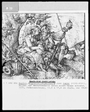 Soldat (Fahnenträger) und Marketenderin unter einem Baume sitzend, Folio recto