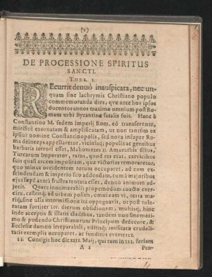 De Processione Spiritus Sancti. Thes. I. - XLVI.