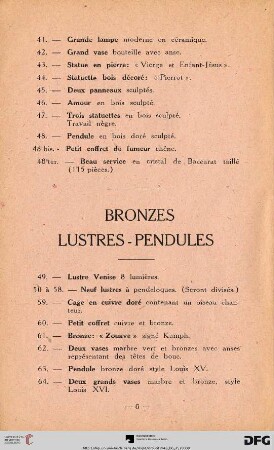 Bronzes Lustres - Pendules (Nr. 49-78)