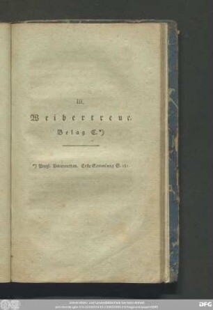 III. Weibertreue. Belag C.