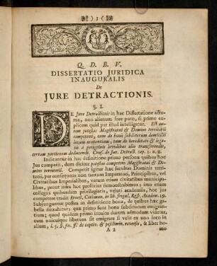 3-18, Dissertatio Juridica Inauguralis De Jure Detractionis.
