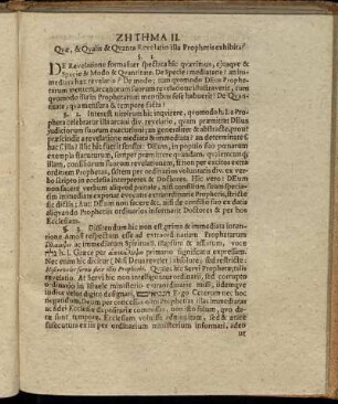 Ζητημα II. Quæ, & Qualis & Quanta Revelatio illa Prophetis exhibita?
