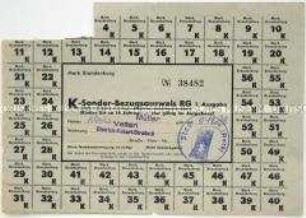 Fragment eines Sonderbezugsausweises