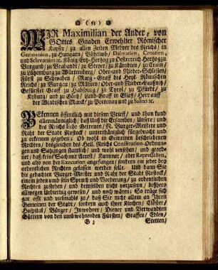 [XVI.] Wir Maximilian der Ander, ... - [XXVIII.] Von Gottes Gnaden Wir, Friedrich Wilhelm, ...