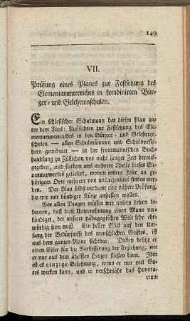 VII. Prüfung eines Planes zur Festsetzung des Elementarunterrichts in kombinirten Bürger- und Gelehrtenschulen.