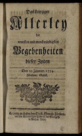 Den 29. Januar. 1754. Fünftes Stück.