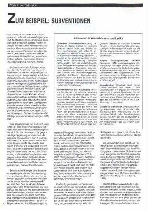 Zum Beispiel : Subventionen