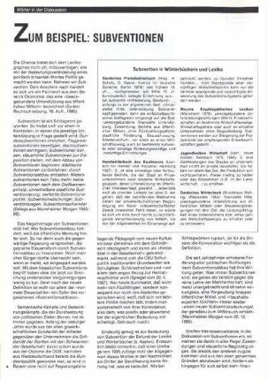 Zum Beispiel : Subventionen