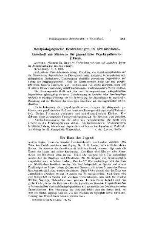 Heilpädagogische Bestrebungen in Deutschland : in Deutschland