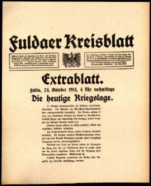 Zweite Ausgabe vom Samstag, den 24. Oktober 1914.
