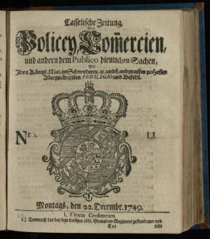 Nro. LI, Montags, dem 22. Decembr. 1749