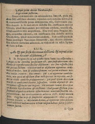 XXIX. An & quo sensu decretum electionis & reprobationis dicatur absolutum?