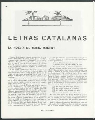 Letras catalanas : La poesía de María Manent