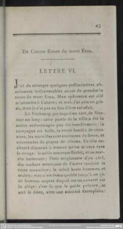 De Catane Route du mont Etna. Lettre VI.