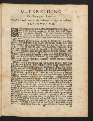 Uitbreiding over Romeynen 6. vers 7.
