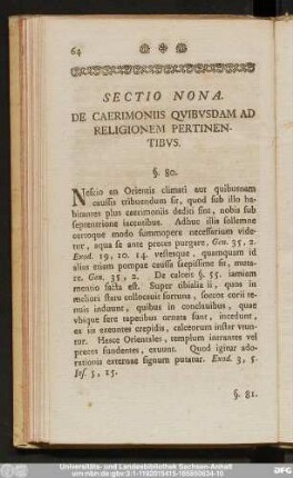 Sectio Nona. De Caerimoniis Quibusdam Ad Religionem Pertinentibus.