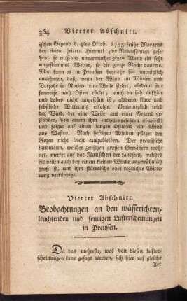 Vierter Abschnitt. Beobachtungen an den wässerichten, leuchtenden und feurigen Lufterscheinungen in Preussen