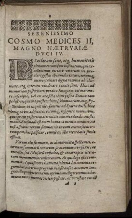 Serenissimo Cosmo Medices II, Magno Haetruriae Duci IV.