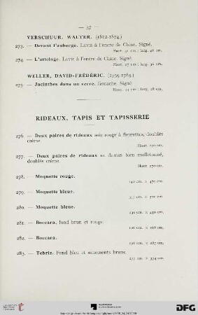 Rideaux, Tapis et Tapisserie (Nr. 276-285)