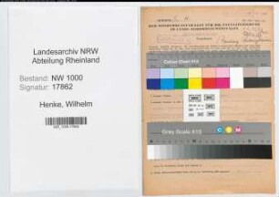 Entnazifizierung Wilhelm Henke, geb. 06.05.1914 (Kaufmaennischer Angestellter)
