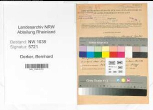 Entnazifizierung Bernhard Derker , geb. 07.06.1910 (Zollbeamter)