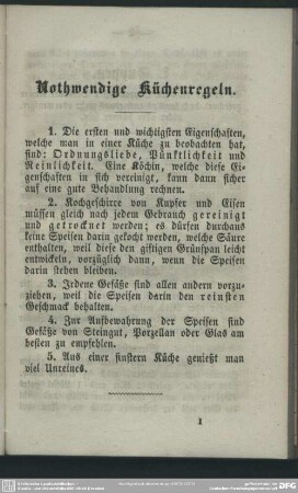 Nothwendige Küchenregeln