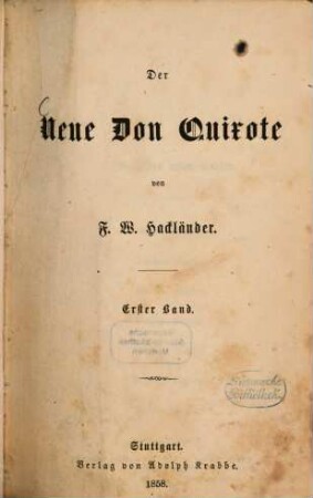 Der neue Don Quixote, 1