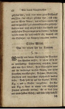 Eilfter Absatz. Von der neuern Art der Kaminen. - Fünfzehnter Absatz. Von denen Bilderblinden, oder Nischen.