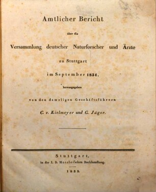 Amtlicher Bericht über die Versammlung Deutscher Naturforscher und Ärzte. [12.] 1834 (1835)