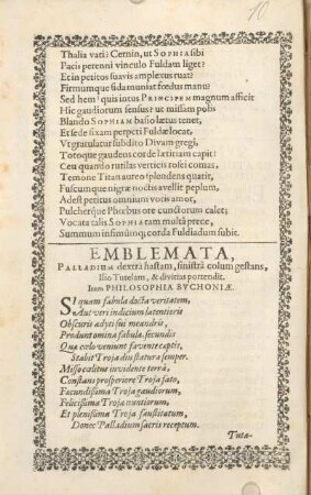 Emblemata, palladium dextra hastam, sinistrâ colum gestans, Ilio Tutelam, & divitas portendit.