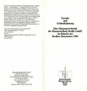 Flyer: Einladung IBA-Planungswerkstatt, Energie- und Gebäudeplanung