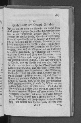 B 10. Beschreibung der Krieges=Gerichte.