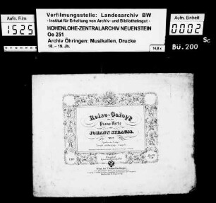 Strauss, Johann, Reise-Galopp für Pianoforte, Wien, Haslinger.