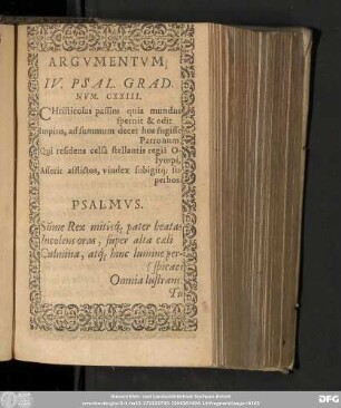 Argumentum IV. Psal. Grad. Num. CXXIII.