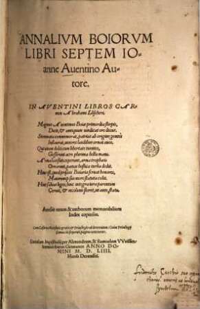 Annalivm Boiorvm Libri Septem