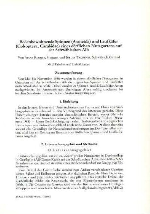 Bodenbewohnende Spinnen (Araneida) und Laufkäfer (Coleoptera, Carabidae) eines dörflichen Nutzgartens auf der Schwäbischen Alb