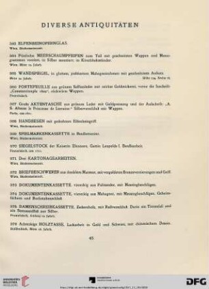 Diverse Antiquitäten (Nr. 363-383)