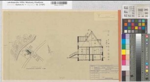 Velen (Velen) Postamt Lageplan, Schnitt 1962 1 : 100/1000 30 x 49 Zeichnung Oberpostdirektion Münster