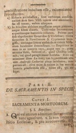 Pars II. De sacramentis in specie.