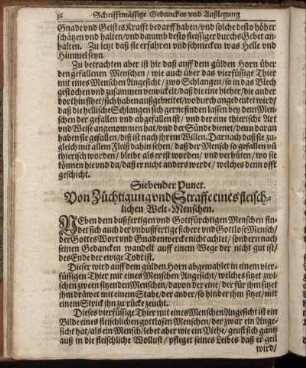 Siebender Punct. Von Züchtigung und Straffe eines fleischlichen Welt-Menschen