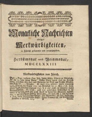 Herbstmonat und Weinmonat, MDCCLXXIII