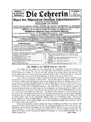 Zum Wechsel in der Schirftleitung der "Lehrerin"