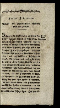 Erster Zeitraum. Zustand des Cisalpinischen Galliens unter den Galliern